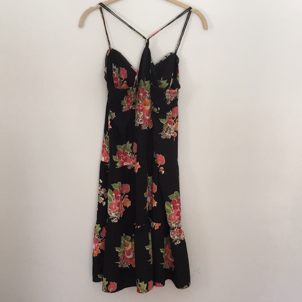 Black Floral Empire Waist  Sundress - Picture 4 of 6